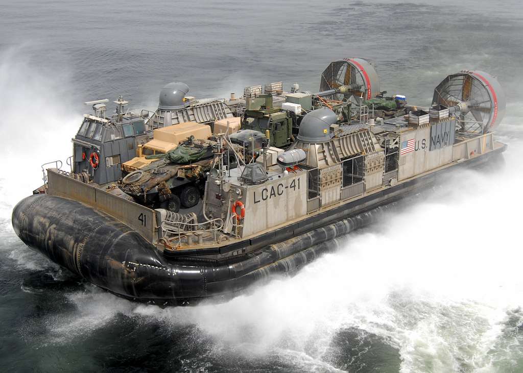 A landing craft air cushion (LCAC) leaves the well deck aboard USS Iwo Jima  (LHD 7). - PICRYL - Public Domain Media Search Engine Public Domain Search