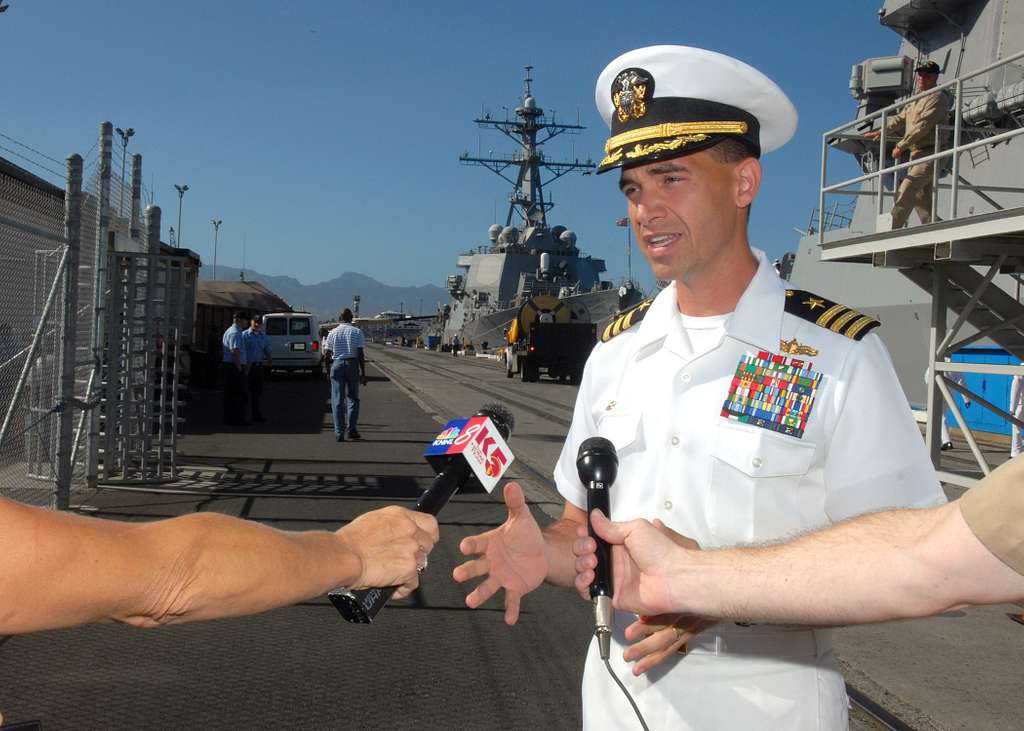 Commanding Officer Of Guided Missile Destroyer USS Russell (DDG 59) Cmdr. Brad Cooper Answers ...