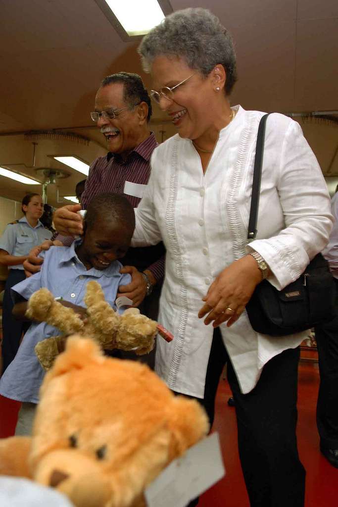 Haitian Prime Minister Michele Pierre Louis visits patients aboard