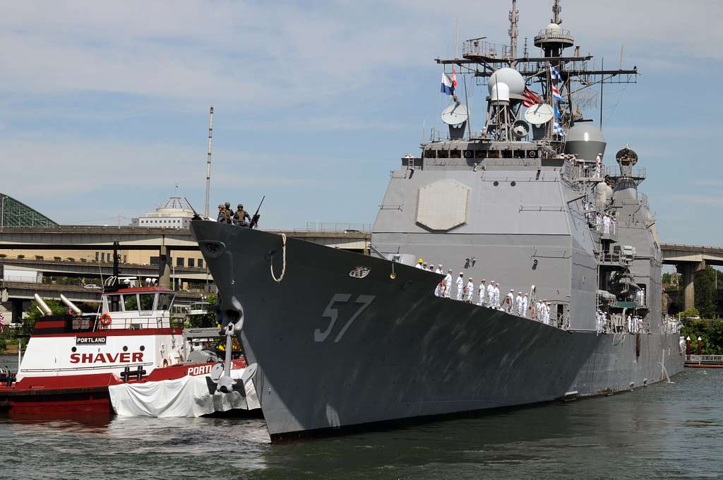 Navy cruiser Lake Champlain, a familiar sight in San Diego for