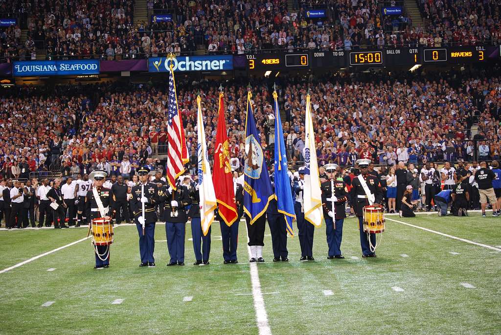 Joint Armed Forces Color Guard presents Colors at Super Bowl LVII