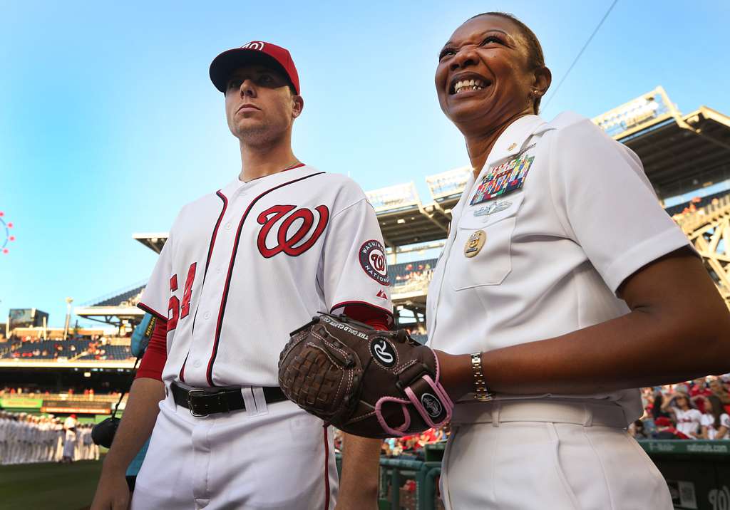 Screech, the Washington Nationals' mascot, offers Chief - PICRYL