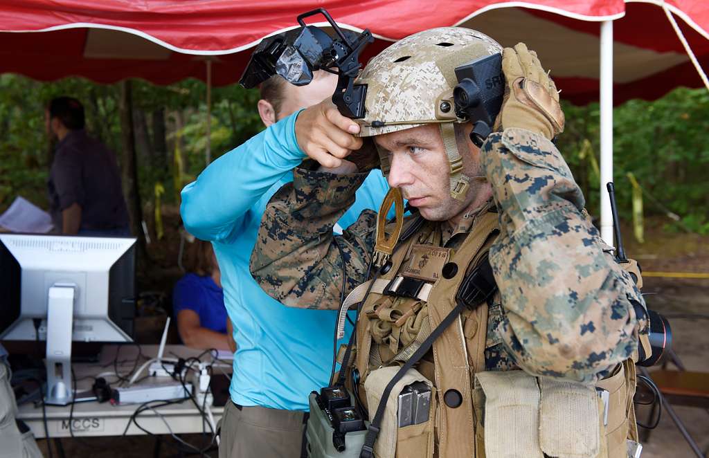 A Marine Is Fitted With The Augmented Immersive Team Trainer (AITT ...