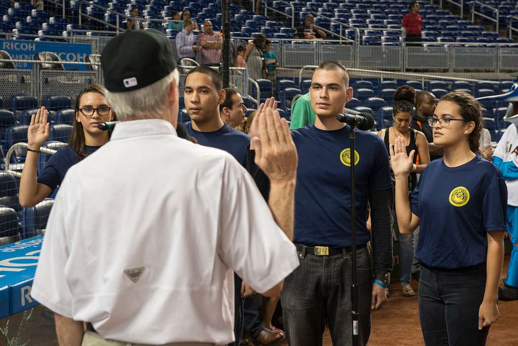 The color guard parades the colors before a Miami Marlins game at Marlins  Park in Miami, Fla., during Fleet Week Port Everglades. - PICRYL - Public  Domain Media Search Engine Public Domain Search