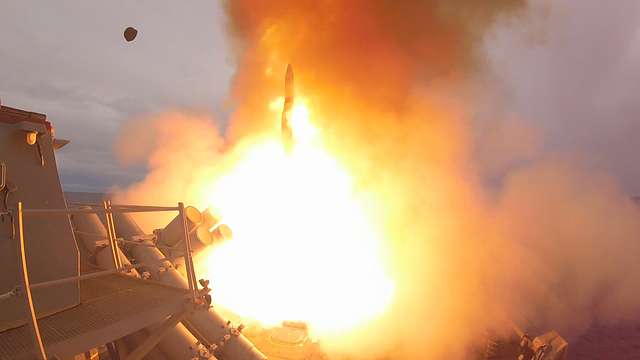 Standard Missiles are launched from the Arleigh Burke-class guided ...