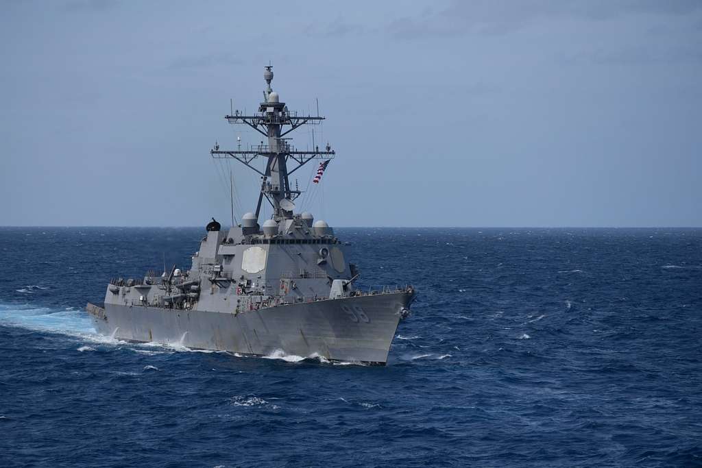 The guided-missile destroyer USS Forrest Sherman (DDG 98) is underway ...