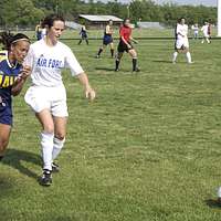 US Air Force (USAF) Second Lieutenant (2LT) Jayne Baker, a member of the  USAF WomenΘs Soccer