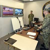 The Ohio State University OSU Naval ROTC midshipmen operate their Virtual Reality Ship s Bridge Training Simulator in Converse Hall OSU s headquarters. PICRYL Public Domain Media Search Engine Public ...